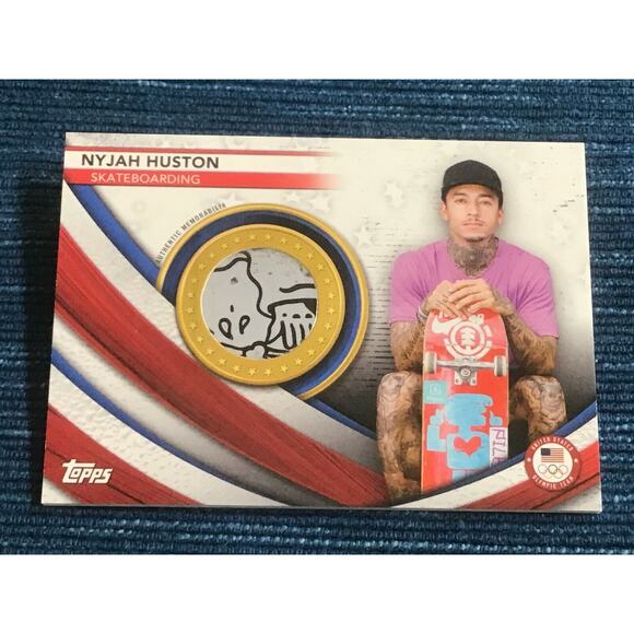 2020-21 Topps US Olympics Nyjah Huston Team USA RC Skateboard Graphic Relic C1